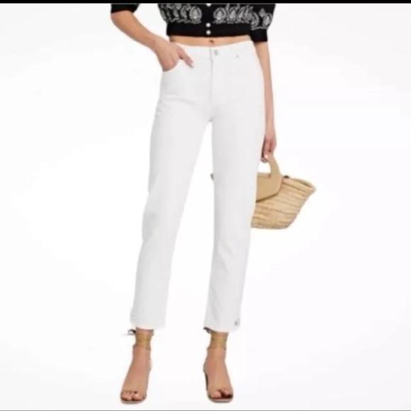 Agolde Jeans Womens 25. White Toni Mid Rise Straight Leg Raw Hem USA. - Picture 1 of 9